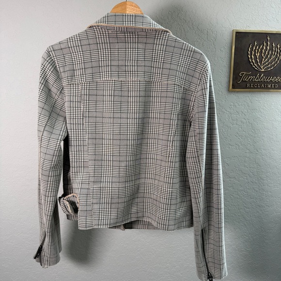BLANKNYC Plaid Moto Jacket Women's Size Medium Asymmetrical Zip Lined Blazer - Picture 7 of 10